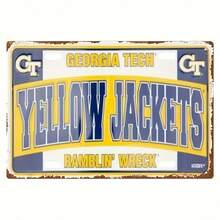 2D Flat, 1pc 2D Flat Frameless Metal Sheet Painting, Georgia Tech Yellow Suit Vintage Metal Signage, 8x12 Inch, Durable Home And Office Trim Mural, 2D Flat - 1 cái - Xem 1