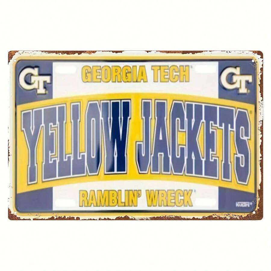2D Flat, 1pc 2D Flat Frameless Metal Sheet Painting, Georgia Tech Yellow Suit Vintage Metal Signage, 8x12 Inch, Durable Home And Office Trim Mural, 2D Flat - 1 cái - Xem 1