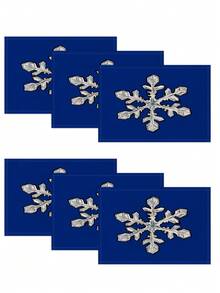 4 buc/6 buc/60 buc Covorașe decorative de Crăciun, Covorașe din in cu fulgi de zăpadă și oameni de zăpadă, Covorașe rezistente la murdărie, Potrivite pentru casă, sufragerie și restaurant, Decor de masă, Articole pentru casă