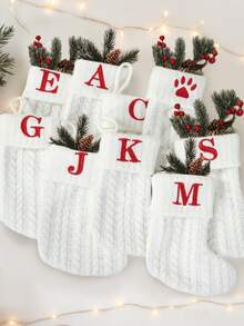 White Christmas Letter Knitted Socks