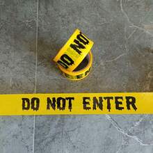 Halloween Absperrband Dekorationen - 1 Rolle gelb "NICHT BETRETEN" mit roten Bluthandabdrücken, gruselige Zubehörteile für Spukhaus, Friedhof, Party Dekoration - Verschiedenfarbig - Übersicht 9