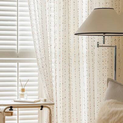 1 pieza Cortina de lino francés transparente con bordado de caramelos arcoíris - Diseño de barra multiusos, adecuado para sala de estar, dormitorio, decoración de balcón y cortina bohemia para comedor, para todas las estaciones, decoración de otoño, decoración de otoño, decoración de habitación