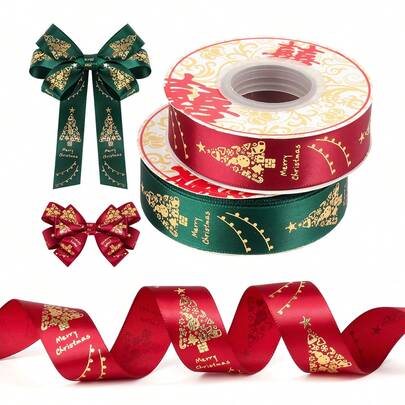 1pc 0.75/1.5 Inch Satin Ribbon, Multiple Colors Available For Crafts, Gift Wrapping, DIY Bows, Bouquet Decor, Sewing, Christmas Trees, Weddings And Invitations, Christmas Gift Wrap