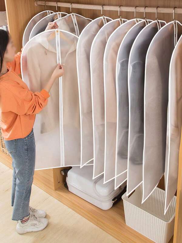 1/5pcs Transparent Garment Dust Bags, 4 Sizes Available, Suitable For Hanging Clothes Storage - Suit Bag With Zipper, Dress Garment Bag - Transparent Storage Bag For Clothes - Protect And Organize Your Closet