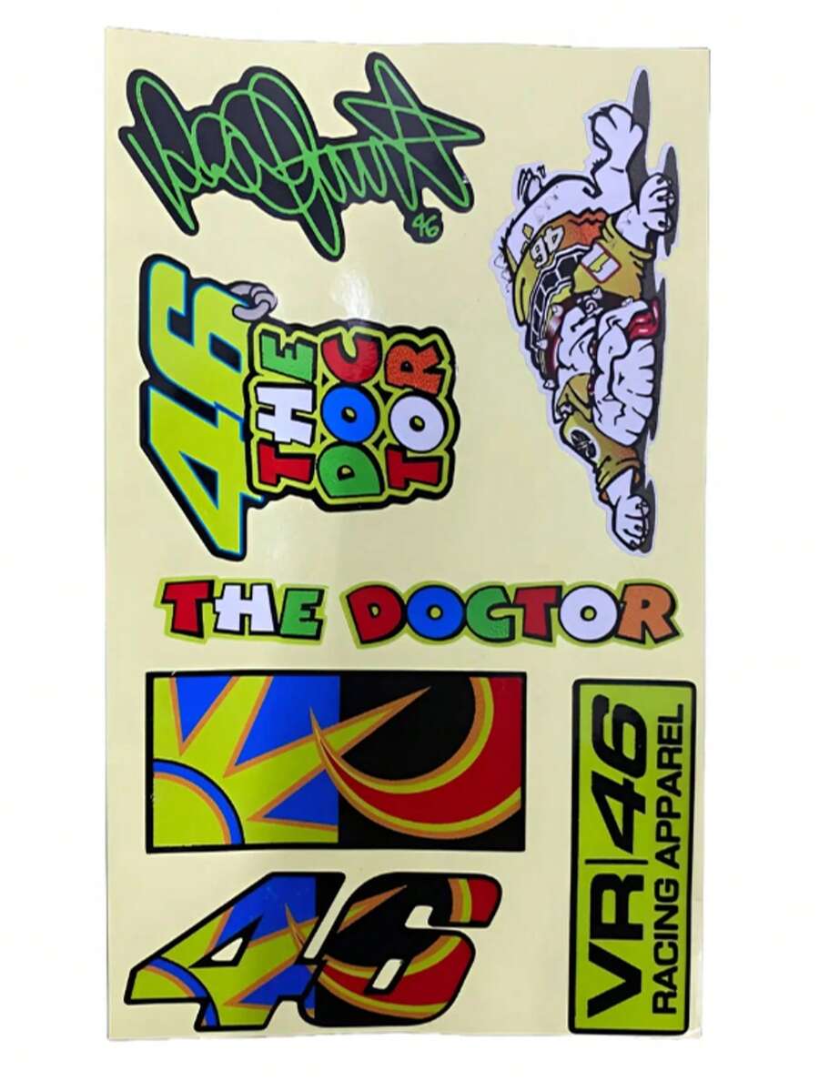 Calcomanías Stickers Pegatinas Calcas Reflejante Para Casco Moto Top Case Maleta Rígida Carro Automóvil  Valentinoo Rossi  46 vr