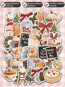 Zestawy naklejek świątecznych 50-100 szt. – wielokrotnego użytku, samoprzylepne naklejki winylowe – nadają się na butelki z wodą, laptopy, prezenty, okna, narty w różnych kształtach i kolorach – dekoracje na imprezę świąteczną, najlepszy wybór na Boże Narodzenie