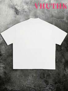 VHUTHK (180 Cotton T-Shirt) Big Eyed Child Print Men's Summer Round Neck Short Sleeved Casual Cotton Print - 白色 - 查看 2