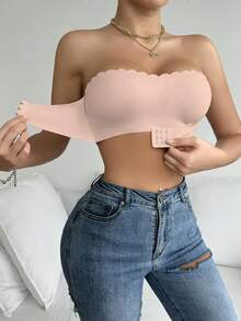 Sexy Strapless Bra | Front Closure, Non-Slip Band - Wirefree & Comfortable With Ruffle Trim & Light Lining (1 Pack) - Pink - View 1