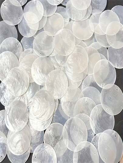 20/50pcs Large Natural Shell Beads, Double Hole Design, Suitable For Jewelry Making, Wedding, Party Decoration, Wind Chimes - Elegant Transparent White Beach Wedding Decor - DIY Crafts, Nautical Theme Decorations, Shell Jewelry, Handmade Pendants, Home Decor