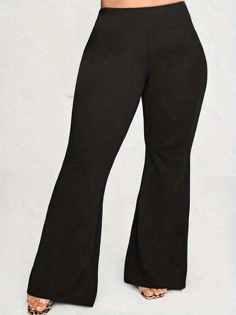 Women's Plus Size Black Flare Leggings - màu đen - Xem 1
