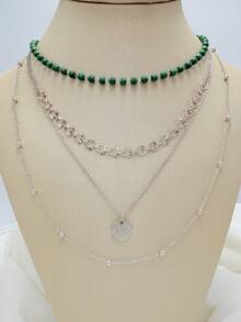 Women's Multi-Layer Necklace With Heart-Shaped Pendants In Various Colors, Elegant And Fashionable Design, Suitable For Parties, Gifts And Daily Wear - C100 - Xem 4
