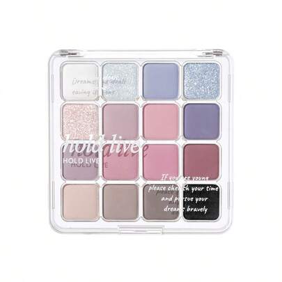  Bảng phấn mắt HOLD LIVE 16 màu, lì, nhũ, kết cấu kim tuyến, bao gồm phấn má hồng, phấn mắt xanh
