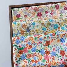 0.5m/1m/2m/3m*145cm Bohemian Colorful Lawn Flower Garden Printed Fabric, High Quality Soft & Skin-Friendly, Suitable For Seasonal Clothing Design, Dresses, Bags, Dolls, Tablecloths, Handicraft Decorations, DIY Sewing Patchwork, Multiple Sizes Available