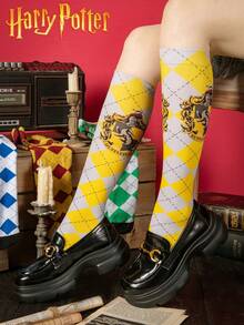 Harry Potter 1/4 哈利波特霍格沃茨格兰芬多学院格子长袜，英伦风学生过膝袜，高筒袜，送男友/女友礼物，派对礼物，舒适袜子