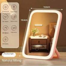 Makeup Mirror With LED Lights, Portable Travel Mirror Folding Mirror With Stand Adjustable, 3 Color Modes, Illuminated Vanity Mirror, Smart Dimmable Touch Screen, Vanity Mirror For Dressing Table, Bedroom, Changing Room, Mirror With 360° Rotation, Desktop USB Rechargeable, Valentine's Day , Mother's Day , Gift For Girls,Graduation Gift