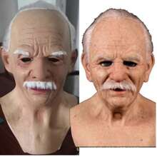 2pcs/Set Sinister Old Man Latex Mask, Bald Head Character Cosplay Prop, Fits Most - Beige - View 6