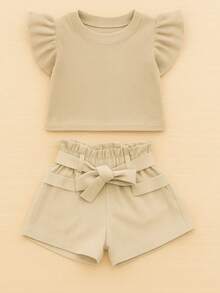 Children's Set Cropped Frufru Blouse + Linen Clochard Shorts Kit With 2 Super Stylish Pieces CJI033 - Telanjang dan Telanjang - View 2