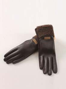 Women's Warm Gloves For Autumn/Winter, Thickened Thermal Lined, Touchscreen, Windproof, Motorcycle/Cycling Gloves - Multicolor - View 3