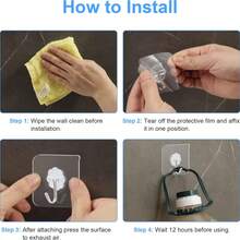 30pcs Strong Adhesive Hooks - No Drill, Traceless Wall Mount For Kitchen & Home Use, Easy Install, Load-Bearing - Transparent - View 5