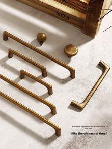 1 Pc Zinc Alloy Modern Minimalist American Imitation Gold/Bronze Color Handle Is Suitable For Drawers, Bedside Tables, Storage Cabinets, Wardrobes, Cabinet Door Handles, And Furniture Hardware Accessories