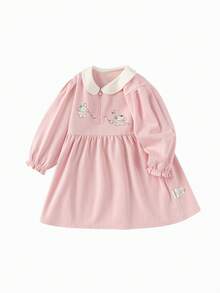 Balabala 2025 Autumn New Arrival Sweet Girl A-Line Dress, College Style - White Red - View 6