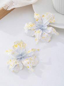 1 Pair Tropical Floral Metal Pendant Earrings, Suitable For Women's Daily And Party Outfits, Flower Design Is Random