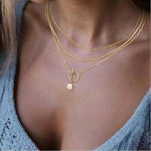 3 Women's Layered Necklaces - Stackable Necklaces, Coin Pendants, Daily/Date/Party Essential Jewelry Sets - Gold - View 4