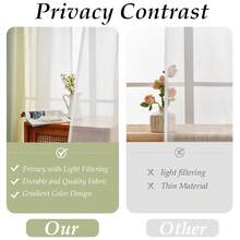 4 Panels Ombre  Sheer Curtains  For Living Room Bedroom Decor, Gradient Semi Voile Rod Pocket Window Curtain Drapes - YG - Xem 3