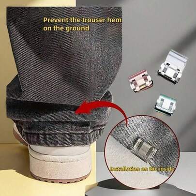 4/8件套隐形裤腿缩短夹，无缝隐藏式扣合装置，防止裤子下垂，适用于牛仔裤和休闲裤，防水，便携