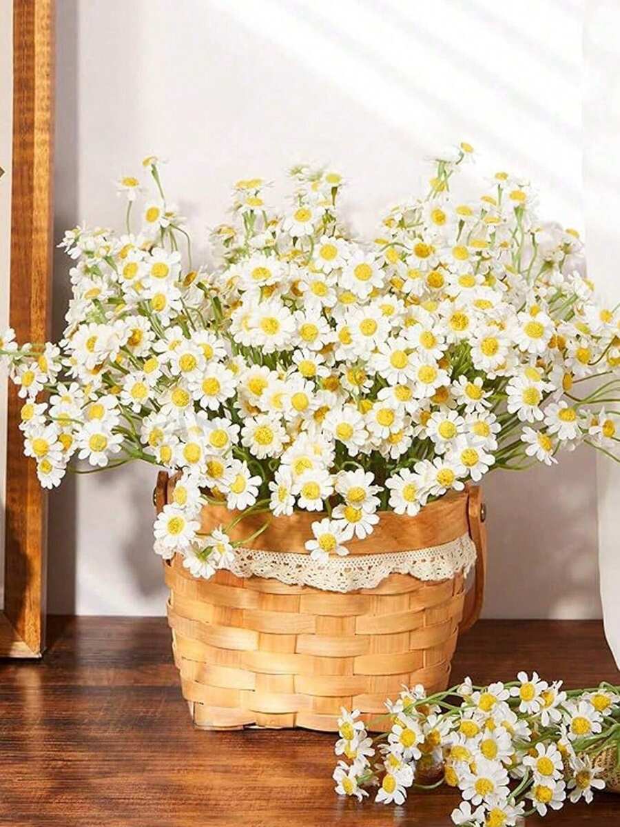 6/12/24 pièces Fleurs de marguerite artificielles, camomille et tournesol élégants, fausses marguerites de 10 pouces pour décoration de vase, centre de table extérieur, DIY, fête à la maison, décoration de mariage de fleurs sauvages printanières (blanc) Camomille, accessoires photo, bouquet floral, décoration de scène (sans contenant)