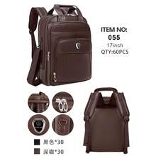 Men's Executive Leather Backpack Briefcase - 黑色055 - 查看 5