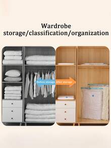 6/3/1pcs Minimalist Vacuum Compression Bags, Clear Airtight Storage Bags For Clothes, Bedding, Pants, Socks, Sweaters, Suitable For Home Closet, Wardrobe, Travel Luggage, Back To School, Halloween Costume Storage, Christmas Outfit Organization, Holiday Gifts