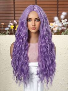 26 Inch Long Deep Wave Purple Wig; Wigs For Women, Carnival; Kpop, K Pop; Y2k; Cosplay, Heat Resistant Fiber Women's Wigs With Adjusting Belt Rose Net; Halloween; Dopamine Style; Fluffy Hair Net; Christmas; Festive Atmosphere; Back To School; Musthave For Beginners; Rose Net Hat; Comfortable To Wear; High Quality; Matte High Temperature Silk; Unique Wig; Voluminous - 紫色 - 查看 2