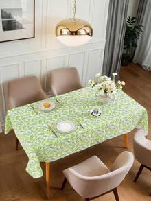 Obrus z tworzywa sztucznego PVC, zielony obrus w stylu rustykalnym, prosty wzór roślinny, 100% wodoodporny, olejoodporny, łatwy do wycierania, odpowiedni do stosowania wewnątrz i na zewnątrz, dekoracja stołu na festiwale i imprezy