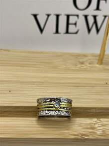 1 件复古波西米亚风格几何线条螺旋设计戒指，适合女性日常或旅行佩戴珠宝礼物