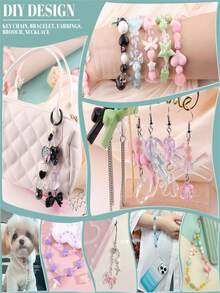 150g Cuentas de plástico mixtas para hacer pulseras de jardín vintage y místico, con formas de flor, lazo, mariposa, caramelo, estrella y corazón, cuentas lindas para hacer joyería, collares y llaveros DIY