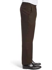 Men's Cozy Expandable Waist Dress Pants| Stretch Weave Work-To-Weekend Pants - Brown - View 2