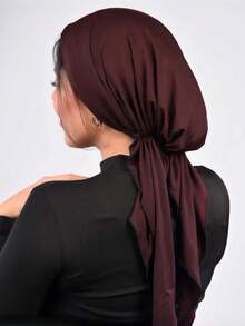1pc New Solid Color Wide Brim Headscarf Hat, Curved Brim Headwrap Hat For Muslim Women