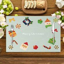 1PC Christmas Linen Table Mat Anti Slip And Heat-Insulating Holiday Decoration Tableware Mat Essential For Christmas Table Decoration