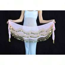 1pcs Bohemian Tassel Belt Pink Belly Dance Skirt Glitter Hip Scarf Dance Dress Belt Waist Chain Women Daily Use - Hồng - Xem 6
