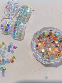 1 Box New Plastic Thick Sequins Nail Art Decorations, Colorful Round Nail Charms, Nail Accessories, Y2K Nail Parts, DIY Nail Decorations, Nail Components, Nail Stuff - Multicolor - View 4