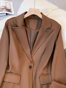 ​Women's Casual Office Solid Color Notch Lapel Blazer Long Sleeve Button Pocket Jacket Fall Winter​