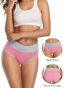 5PCS, Women's Cotton Underwear, High Waisted Elastic Triangle Pants, Soft And Breathable Shorts, Women's Full Coverage Sports Underwear, Women's Lingerie&Underwear,RANDOMLY PACKING - Nhiều màu - Xem 2