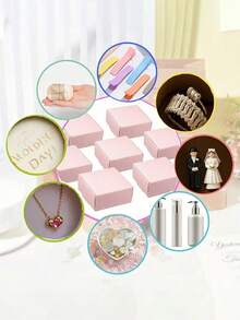 50个粉色牛皮纸盒，迷你牛皮纸礼品盒，小纸盒，飞机造型粉色迷你包装盒，多用途珠宝包装盒，适用于戒指、耳环、婚礼、生日、节日、圣诞节、珠宝制作展示、包装用品、派对礼品DIY礼盒