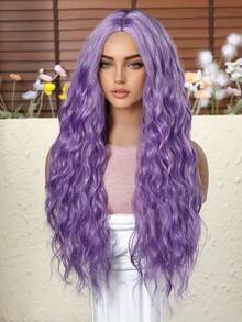 26 Inch Long Deep Wave Purple Wig; Wigs For Women, Carnival; Kpop, K Pop; Y2k; Cosplay, Heat Resistant Fiber Women's Wigs With Adjusting Belt Rose Net; Halloween; Dopamine Style; Fluffy Hair Net; Christmas; Festive Atmosphere; Back To School; Musthave For Beginners; Rose Net Hat; Comfortable To Wear; High Quality; Matte High Temperature Silk; Unique Wig; Voluminous - 紫色 - 查看 3