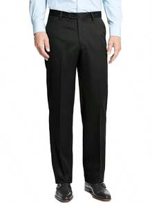 Men's Cozy Expandable Waist Dress Pants| Stretch Weave Work-To-Weekend Pants - Black - View 2