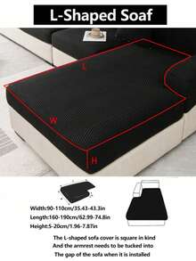 1PC Polar Fleece Jacquard Sofa Cushion Cover, Beautiful Decorative Sofa Cushion Cover, Pet-Proof Sofa Dust-Proof Elastic Sofa Cushion Cover, Jacquard Lines, Solid Black Color, Simple And Elegant, Waterproof, Non-Slip, Machine Washable, Suitable For L-Shaped Sofa 1/2/3/4 Seats, Spring, Summer, Autumn And Winter Seasons - Black - View 17