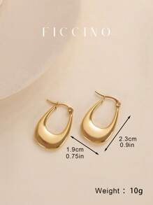 FICCINO 经典波西米亚风格扁平环状耳环，钛钢镀金女士耳环，不锈钢首饰适合各种场合，优雅装扮，母亲节礼物，朋友和节日礼物，配有首饰盒 - 1574e - 查看 5