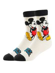 Disney 6/3/1 双官方米奇新年礼物袜子，卡通圣诞新年动画男士袜子，新奇卡通袜子 - 彩色 - 查看 6