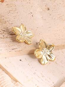 1/5 Paar modische goldene Blumen-, Herz-, Schleifen- und Diamant-förmige Ohrringe Set, geeignet für den täglichen Gebrauch von Frauen - Gold - Übersicht 8